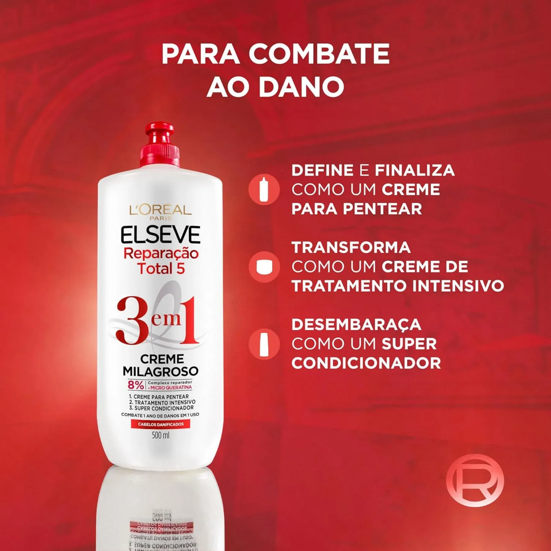 Creme Milagroso Elseve 3 Em 1 Reparacao Total 5 500ml -2-